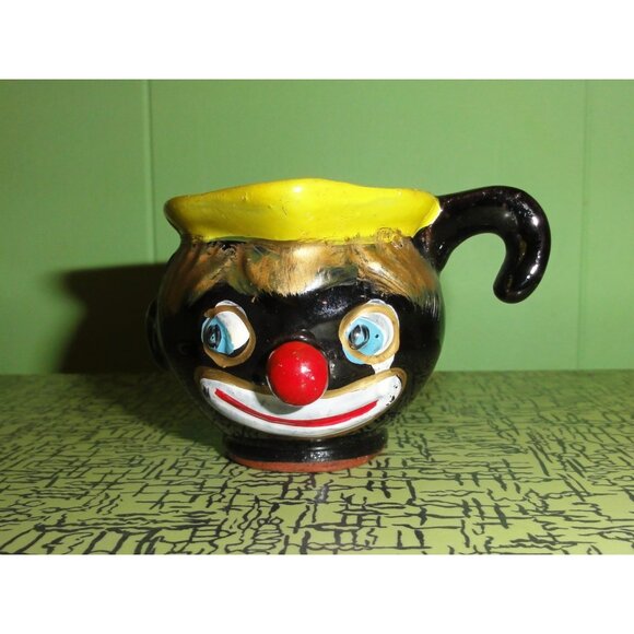 Vintage Thames Redware Clown Face Creamer or Espresso Cup oddity curiosity 1940s - Picture 8 of 16